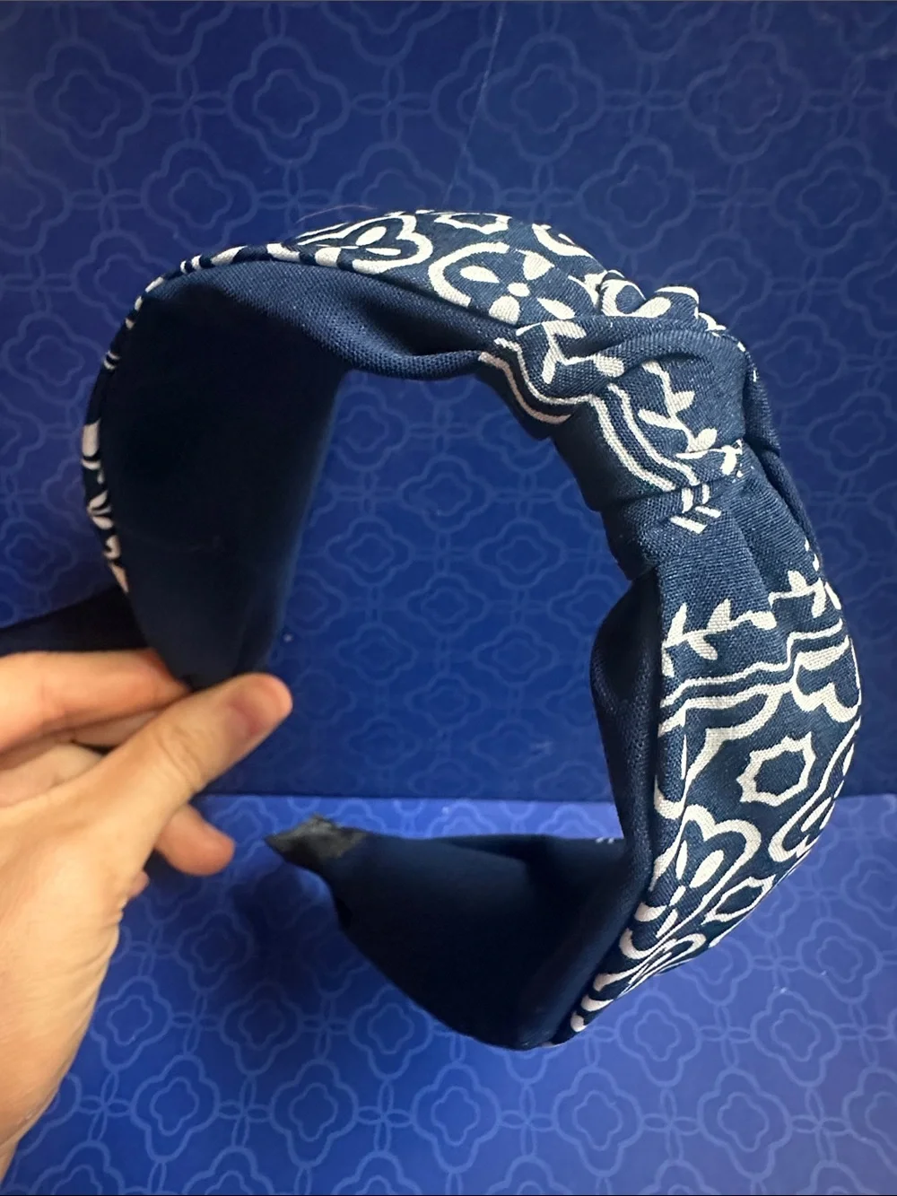 Navy Floral Knot Headband